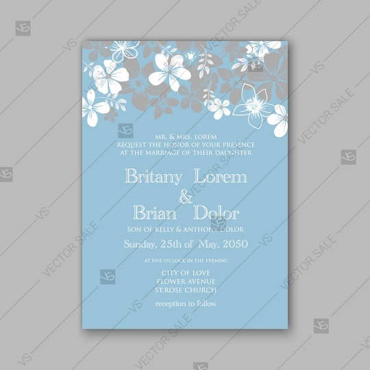 Wedding - Daisy wedding invitation or card with tropical floral background