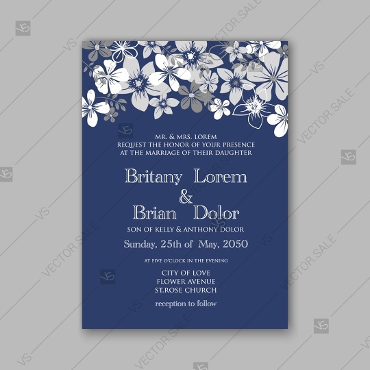 Mariage - Daisy wedding invitation or card with tropical floral background