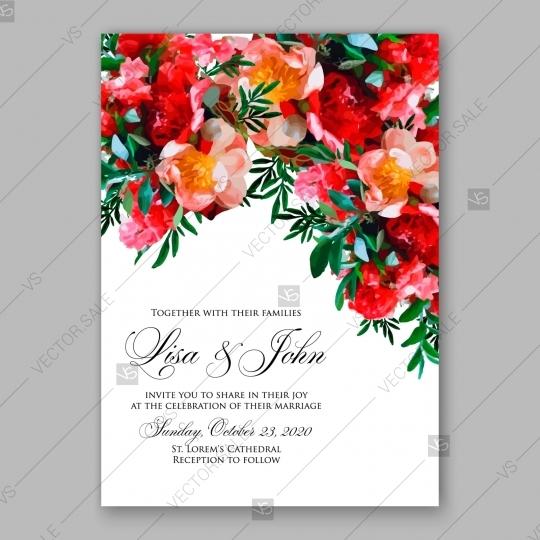زفاف - Peony, poppy Wedding Invitation watercolor
