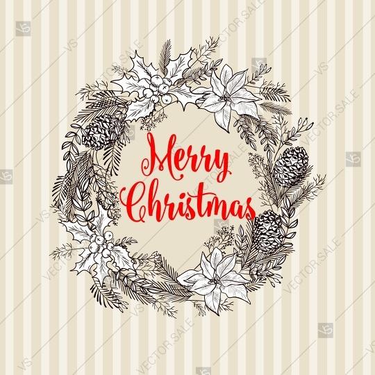 Свадьба - Merry Christmas Party invitation poinsettia wreath poster vector template