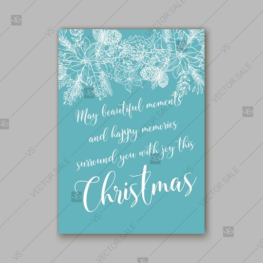 Hochzeit - Merry Christmas Party invitation poinsettia wreath poster vector template