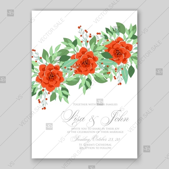 زفاف - Anemone wedding invitation card printable template