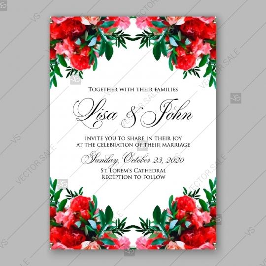 Свадьба - Peony, poppy Wedding Invitation watercolor