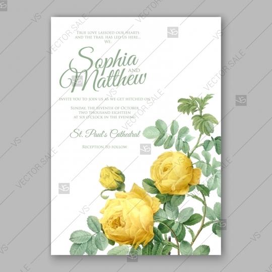 Свадьба - Watercolor vintage rose wedding invitation card template
