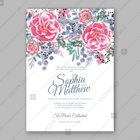 Mariage - Watercolor vintage rose wedding invitation card template