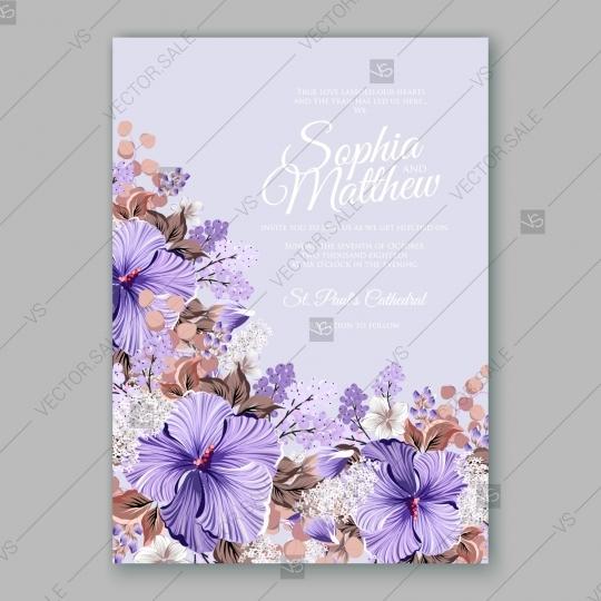 Hochzeit - Hibiscus wedding invitation card template