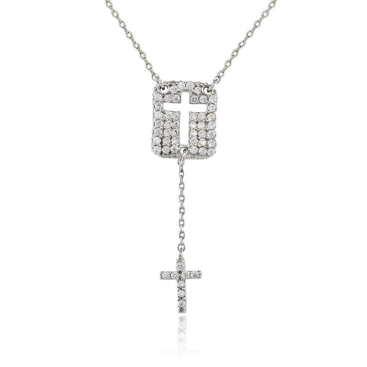 زفاف - 1.7TCW Pave Lab Diamond Cross Necklace Pendant