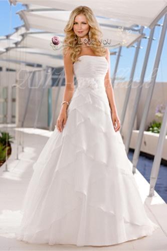Hochzeit - New White Elegant Strapless Beach Wedding Dress Bride Ball Gowns Custom