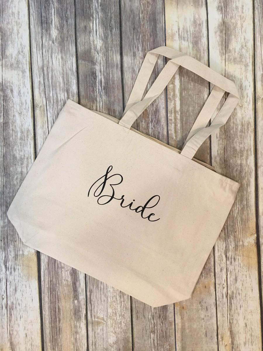 Hochzeit - Bride Tote - Large Bridal Bag - shoulder bag for wedding day - Bride Canvas Bag - Mrs Honeymoon Tote- Future Mrs Gift- Bride - bridal gift