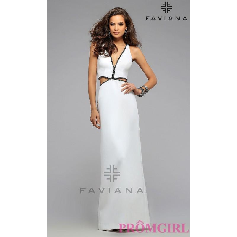 Hochzeit - Low V-neck Long Prom Dress by Faviana - Discount Evening Dresses 