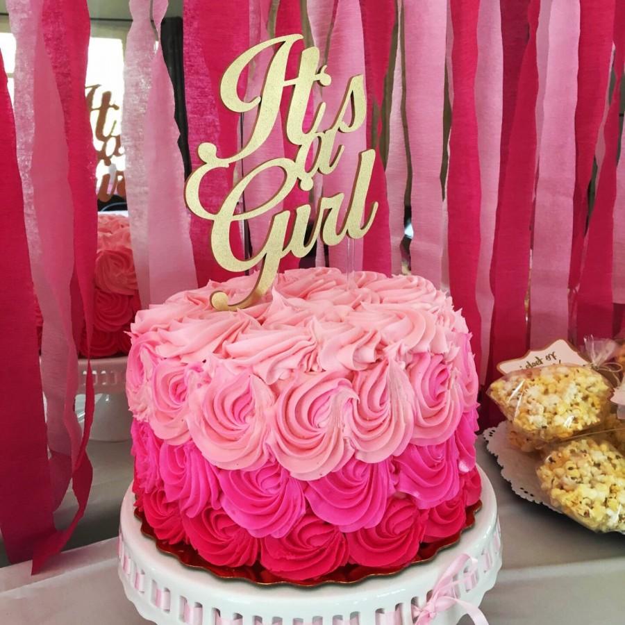 زفاف - It's a Girl Cake Topper, 6" inches, Baby Shower Cake Toppers, Girls Party, Laser Cut Topper by Ngo Creations