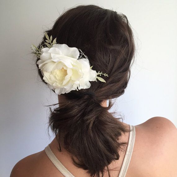 Свадьба - Ivory Bridal Hair Comb- Ivory Flower Comb- Floral Wedding Headpiece- Peony Floral Clip- Wedding Hair Comb- Bridal Headpiece-Flower Hair Comb