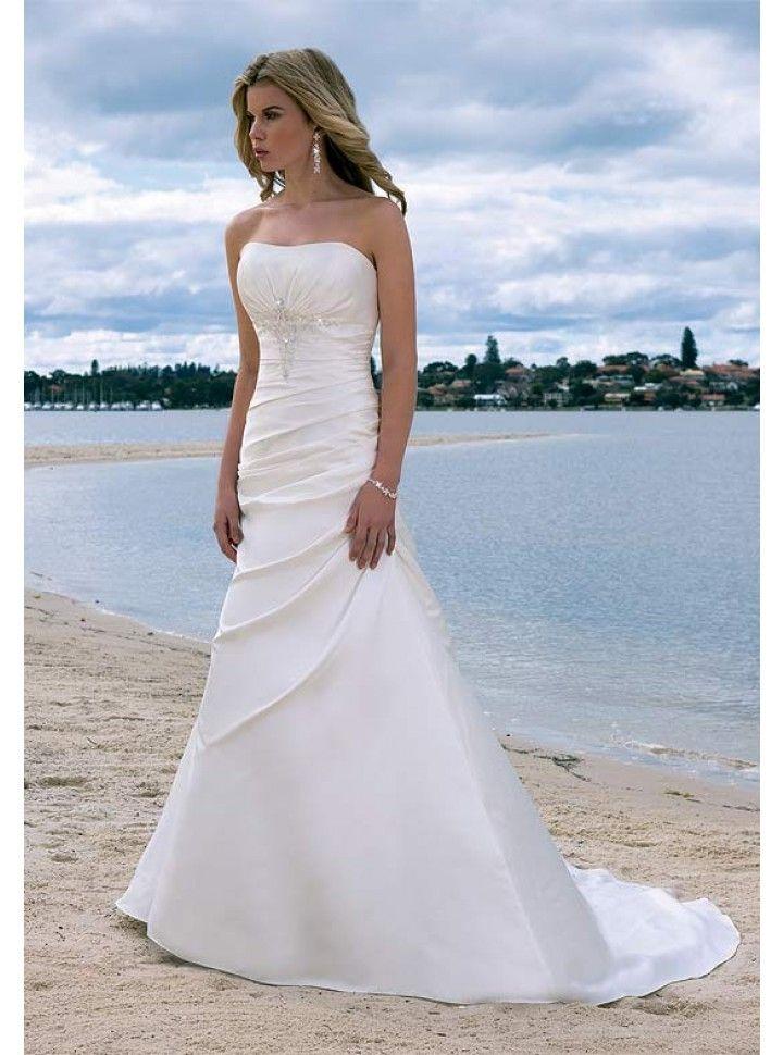 زفاف - Draped Strapless Chapel Train A-line Wedding Dress