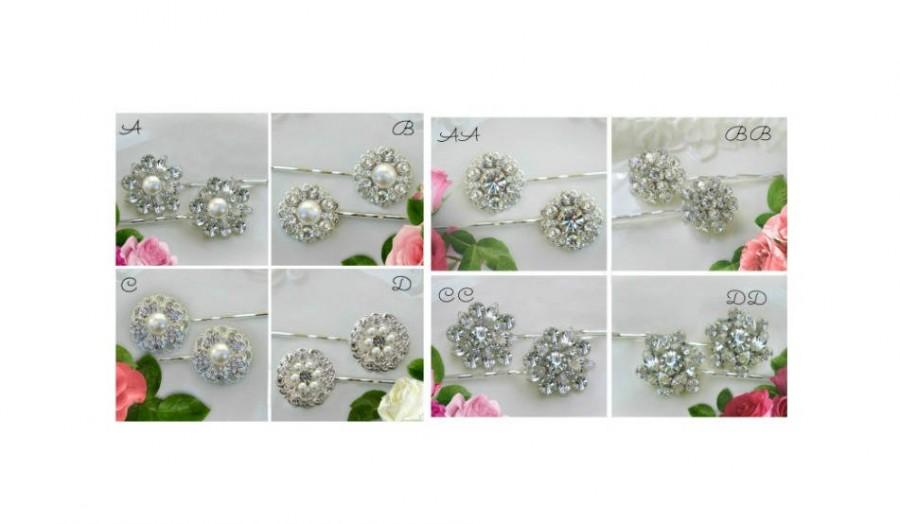 زفاف - Choose 2 Bridesmaids Hair pin, Silver and Crystal, Bobby Pins ,crystal hair clips, rhinestone, hair flower, hair brooch - $25.00 USD