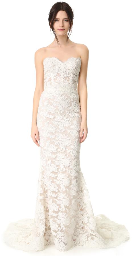 Mariage - Reem Acra Angelica Lace Strapless Gown