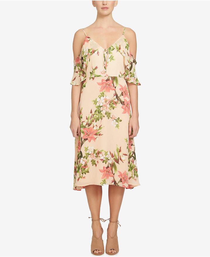 زفاف - CeCe Alice Floral-Print Cold-Shoulder Midi Dress