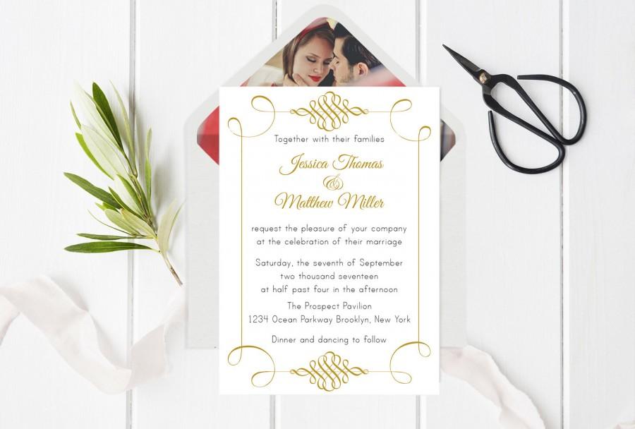 زفاف - Swirls Wedding Invitation Template, Swirls Invitations, Printable Wedding Invitation, Envelope Liners, Editable PDF Templates, DIY You Print - $8.00 USD