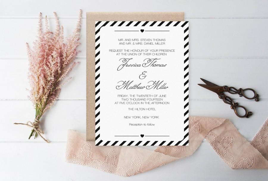 Hochzeit - Striped Wedding Invitation Template, Printable Wedding Invitation, Modern Carnival Stripes Editable PDF Template Download - DIY You Print - $8.00 USD