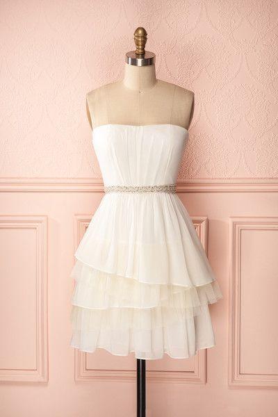 Wedding - Prom Dress, White Prom Gowns, Mini