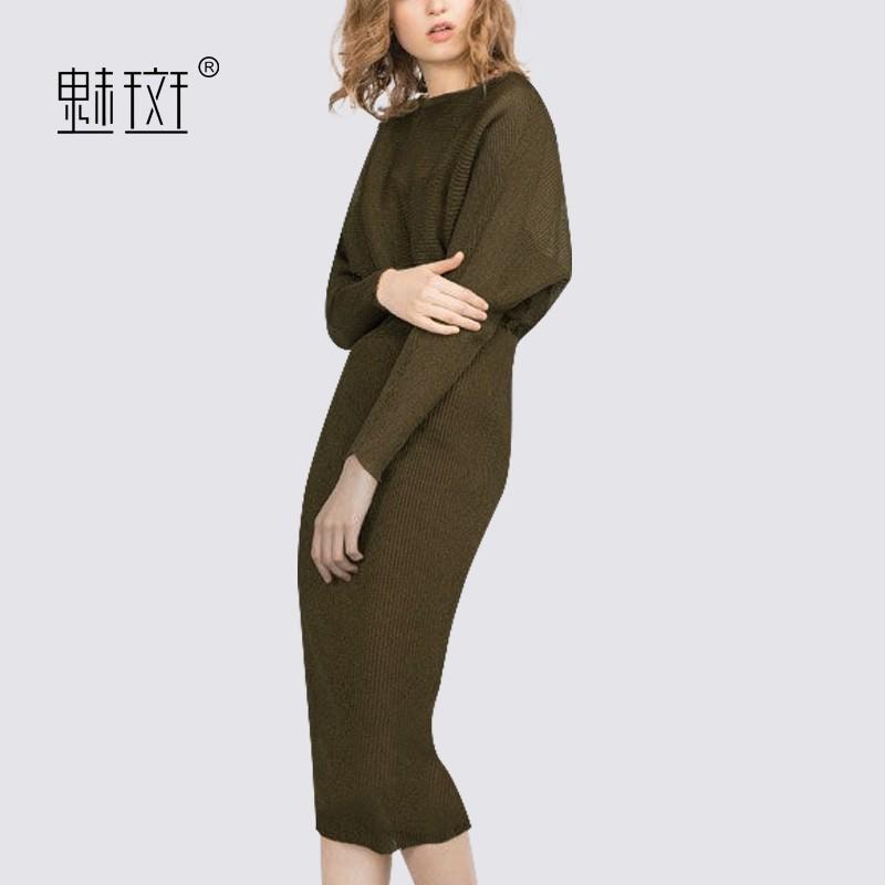 زفاف - 2017 winter long dresses new dresses hip temperament with bat sleeves dress - Bonny YZOZO Boutique Store