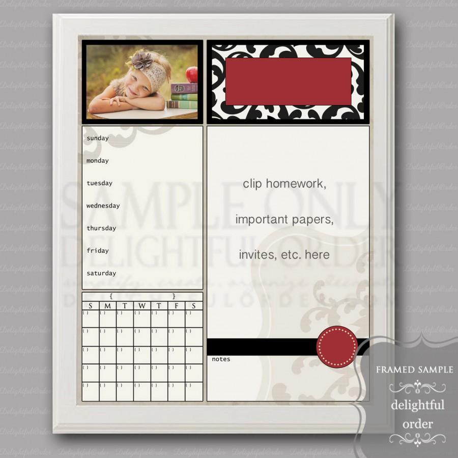 زفاف - Digital Dry Erase Calendar - 16x20 Red Damask Child Message Center (JPEG Digital File) - Instant Download - You Print - You Frame