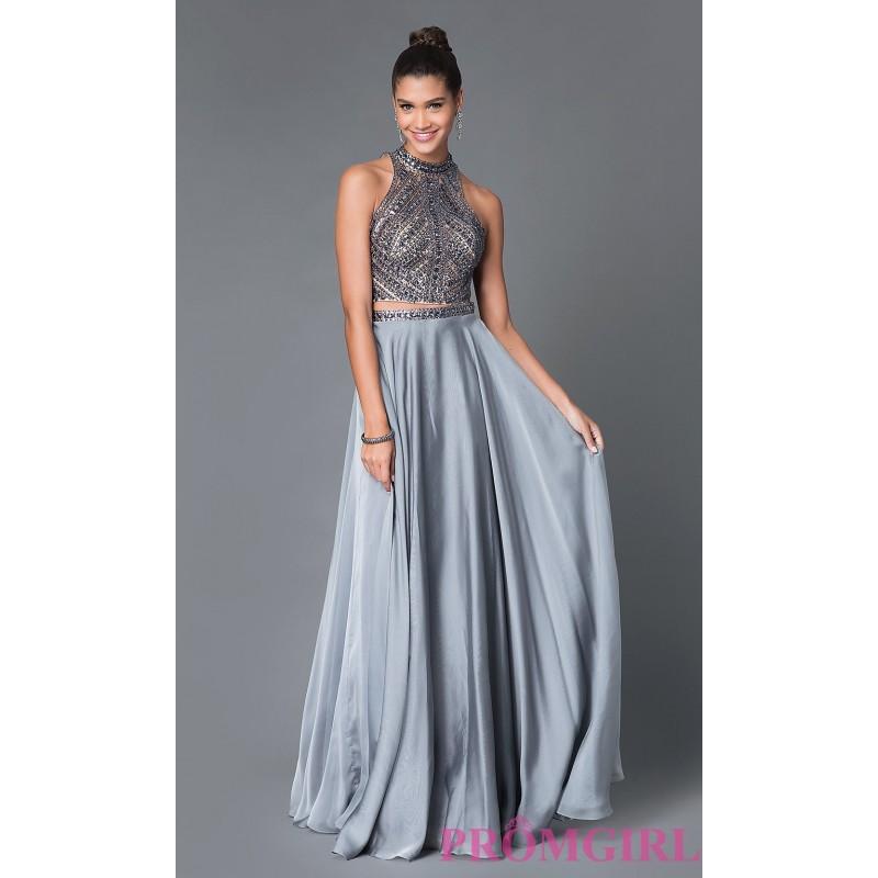 Mariage - Long, Two Piece Beaded High Neck Prom Dress - Discount Evening Dresses 