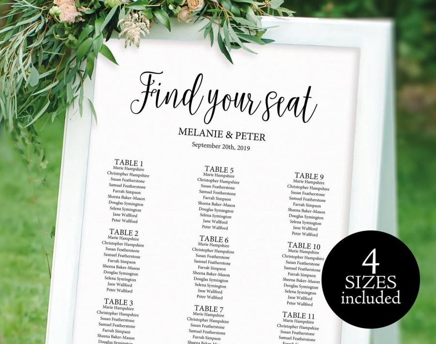 Mariage - Wedding Seating Chart, Printable Seating Chart, Seating Chart Template, Seating Plan, Seating Board, PDF Instant Download, M02-1