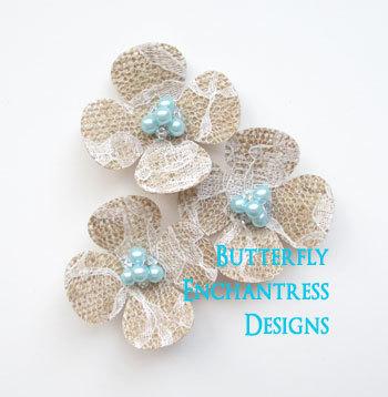Mariage - Burlap and Lace Hair Flowers, Wedding Hair Accessories, Bridal Hair Combs - Lace Burlap Hydrangea - Pale Aqua Turquoise Blue Pearl