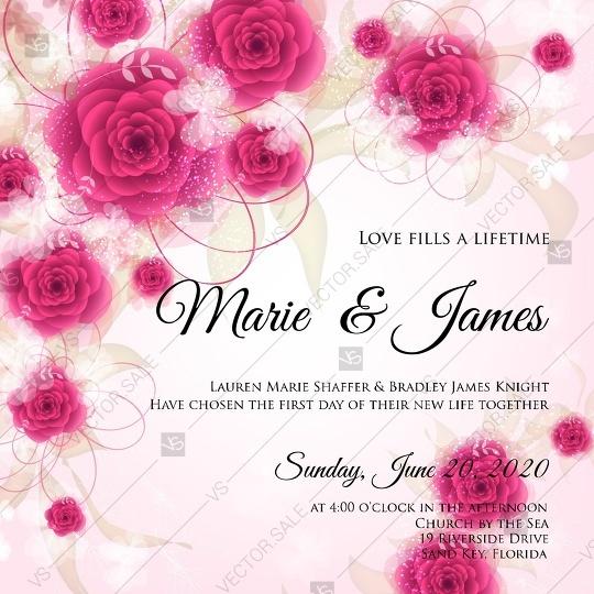 Hochzeit - Rose wedding invitation vector backround card printable template