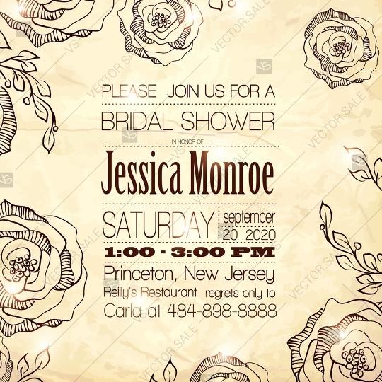 Wedding - Rose wedding invitation vector backround card printable template