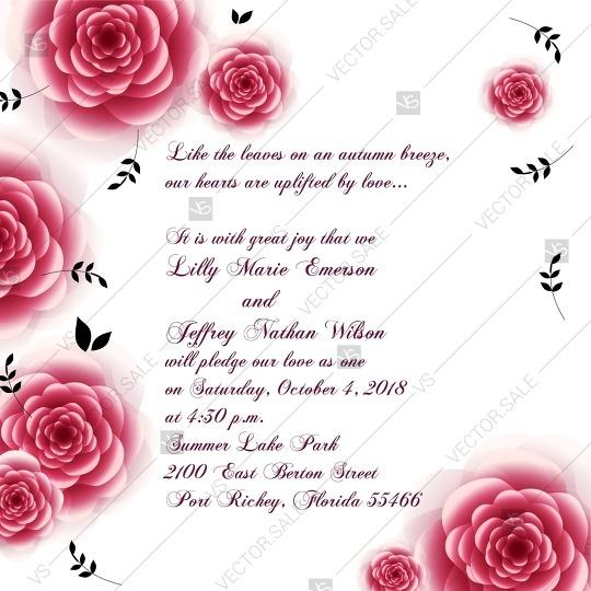 Wedding - Rose wedding invitation vector backround card printable template