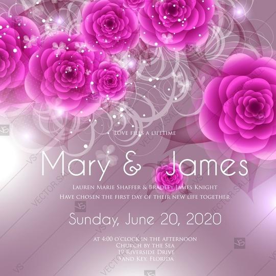 زفاف - Rose wedding invitation vector backround card printable template