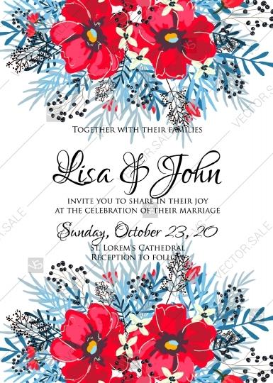 Wedding - Poppy wedding invitation vector template card
