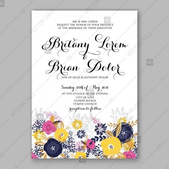 Mariage - Pink roses wedding invitation vector template