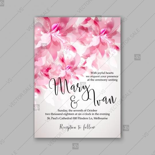 زفاف - Romantic pink hibiscus peony bouquet bride wedding invitation template design