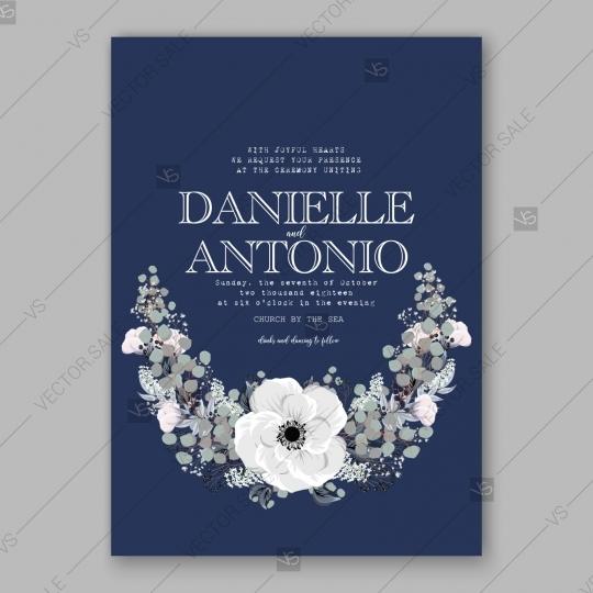 زفاف - Anemone Wedding Invitation Card Vector Template