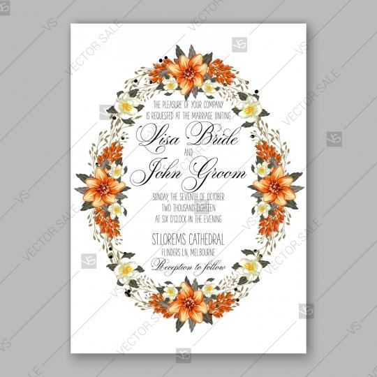 Hochzeit - Orange peony wedding invitation template