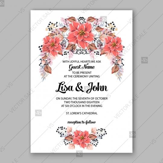 Wedding - Poinsettia, anemone wedding invitation floral template