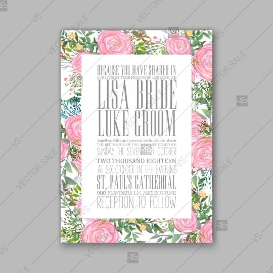 Wedding - Rose and laurel wedding invitation