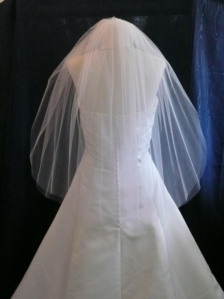 Hochzeit - 27" long raw cut edge bridal veil 2 tier classic style