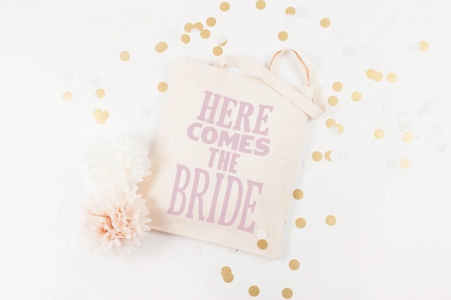 Wedding - Wedding Tote Bag - Bride Tote - Here Comes The Bride Bag - Bride to be Gift - Canvas Tote Bag - Party Tote - Alphabet Bags