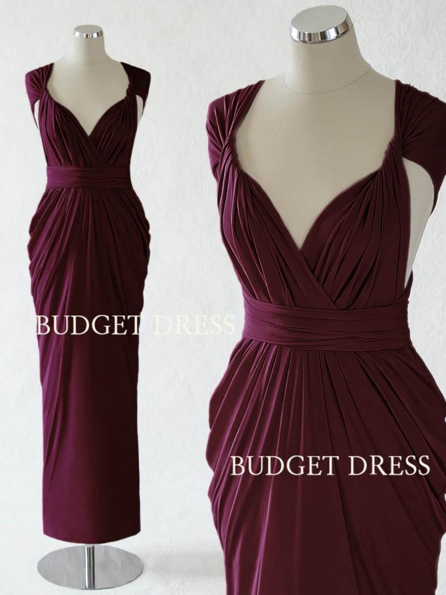 زفاف - 2017 NEW STYLE Burgundy Red Transformer Dress, Convertible Summer Bridesmaids Dress, Floor Length Prom Dress, Multi Wear Evening Gowns