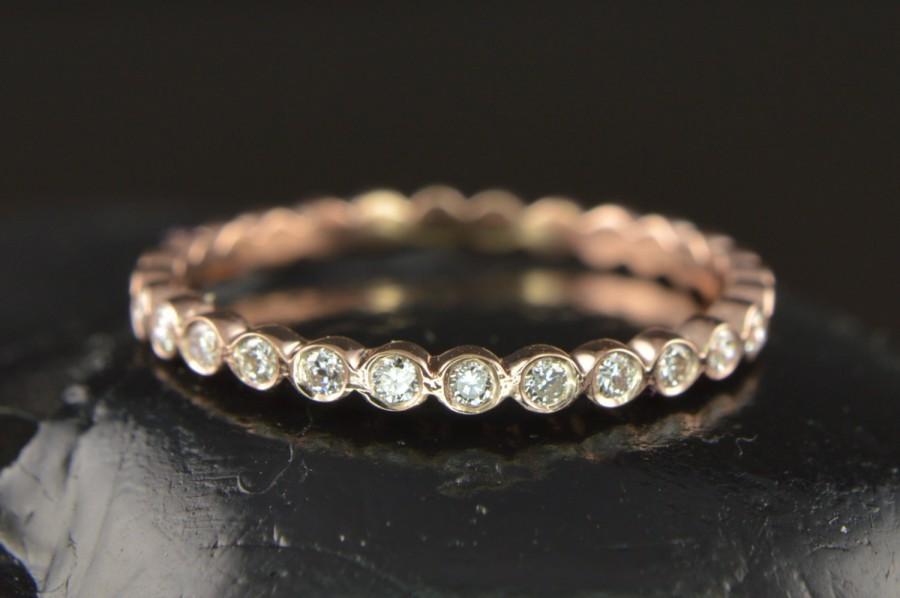 Wedding - Bubble Stacking Ring with 13 Bezel Set Diamonds, Full Circle of Bubbles, Customizable, Wedding Band, Push Gift, Mothers Ring, Petite Cadence