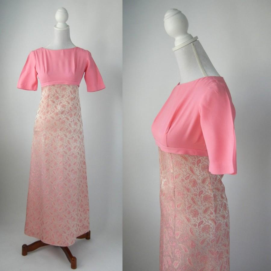 Wedding - Vintage Gown, Vintage Pink Gown, Vintage Pink Dress, 1960s Formal Gown, 1960s Pink Dress, Pink Paisley Gown, Pink Wedding Gown, 60s Brocade