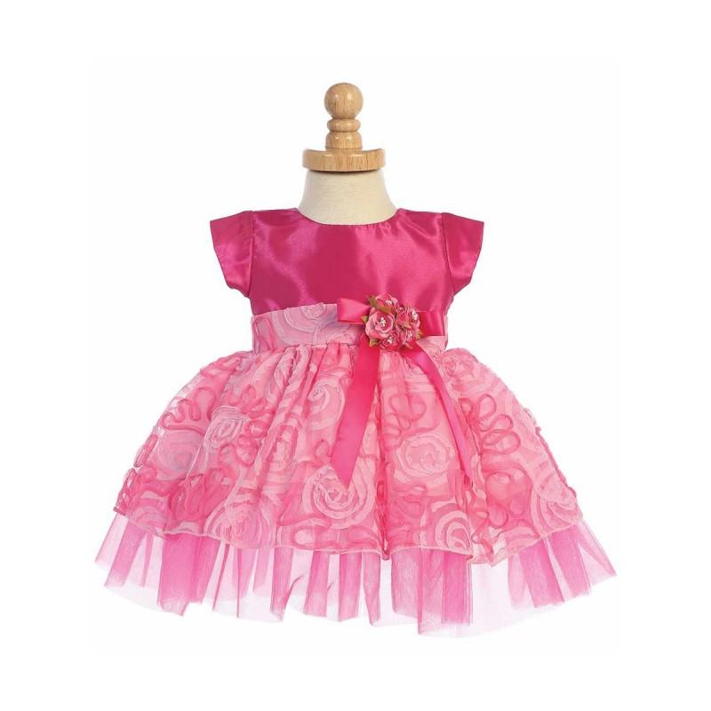Mariage - Fuchsia Short Sleeve Taffeta w/ Tulle Ribbon Skirt Dress Style: LM650 - Charming Wedding Party Dresses