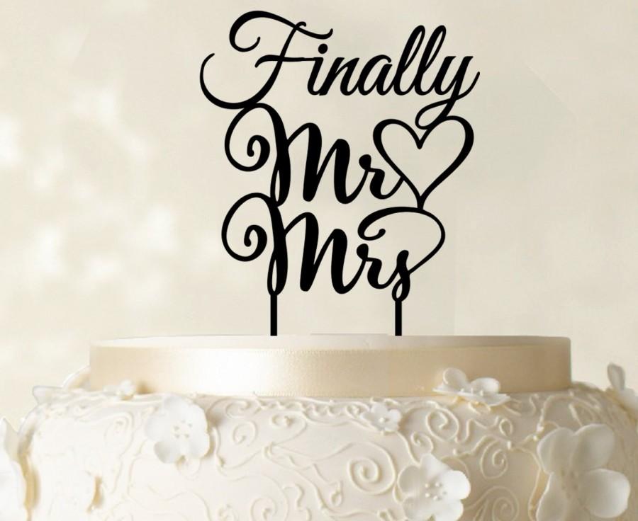 Mariage - Finally Mr and Mrs Cake Topper, Wedding Cake Topper, Custom Cake Topper, Glitter Cake Topper, Personalized Cake Topper CATO78