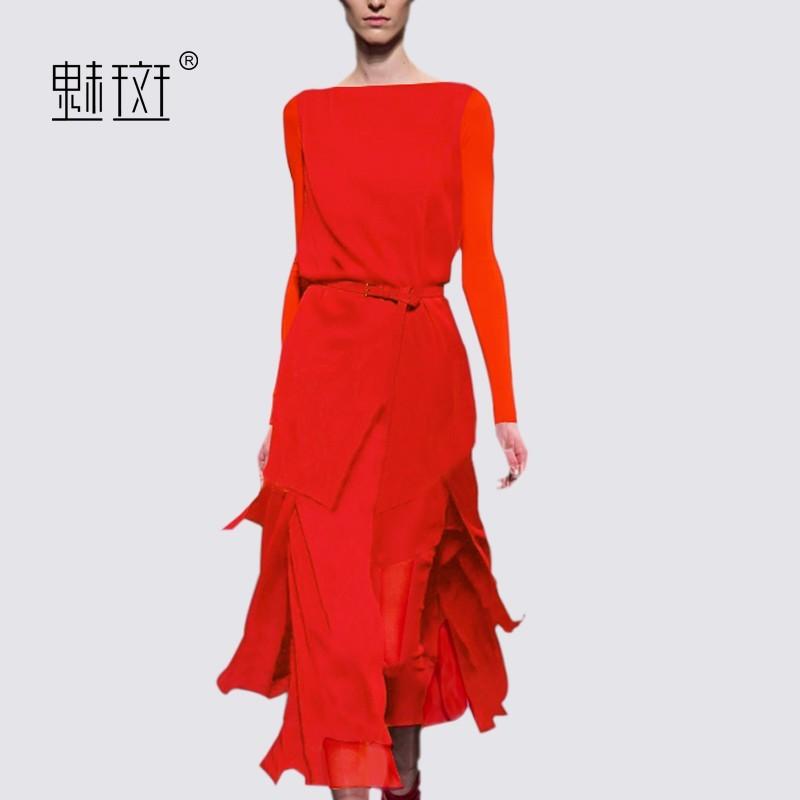 زفاف - 2017 autumn new plus size women's dresses, long sleeve red elegant tassel at the end of long bi-fold wallets - Bonny YZOZO Boutique Store