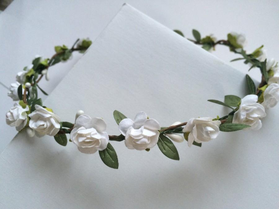 Свадьба - Rose crown, toddler headband , flower girl crown, flower girl tiara, white or purple rose tiara