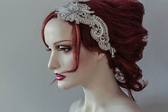 Mariage - Vintage inspired large headpiece - Venice Headpiece (Made to Order)