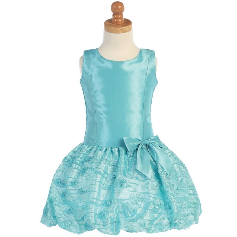 Hochzeit - Turquoise Taffeta Drop Waist Dress Style: LM673 - Charming Wedding Party Dresses